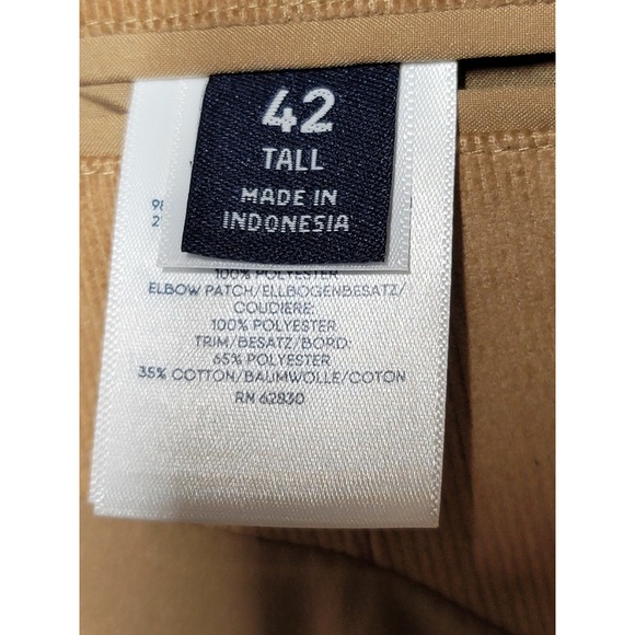 Lands End Mens Size 42 Tall Tan Blazer Sport Coat Jacket Corduroy Elbow Patches - Picture 4 of 10